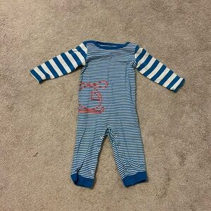 Helicopter Blue and White Stripped Romper
